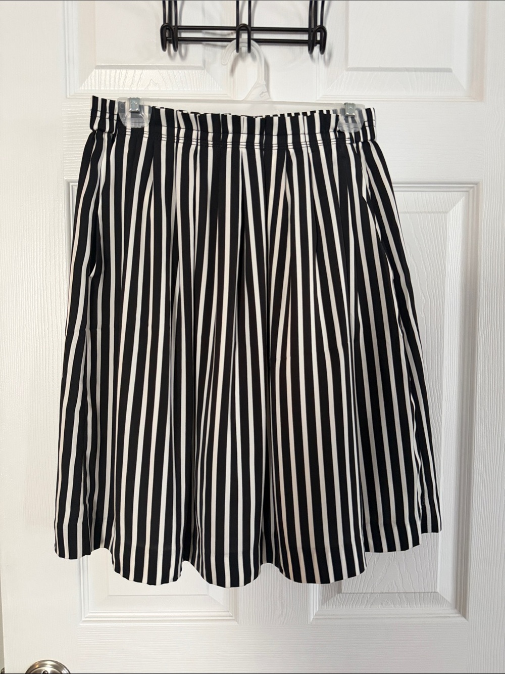 J. Crew Black & White Vertical Stripe Skater Skirt